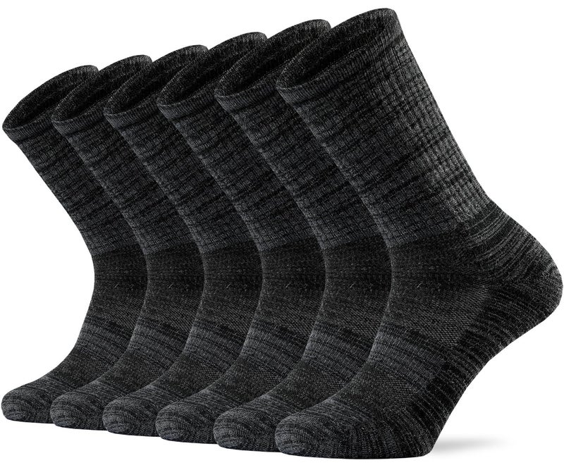 Ortis Men's Merino Wool Cushion Crew Socks with Moisture Wicking Control Light Weight Breathable for Outdoor Hiking Cycling(Black L) - Image 1